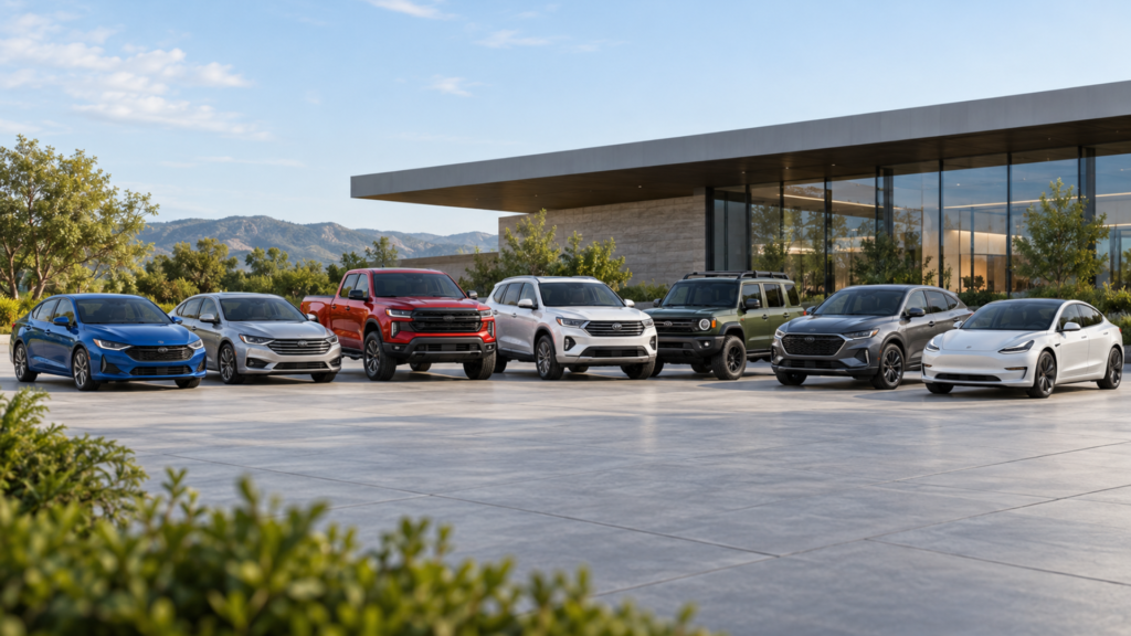 Car brands in the United States represented by different vehicle types